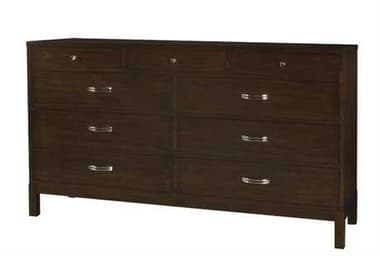 Henkel Harris 64" Wide 9-Drawers Brown Mahogany Wood Dresser HH422
