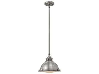 Hinkley Amelia 11" 1-Light Polished Antique Nickel Glass Bell Dome Mini Pendant HY3122PL