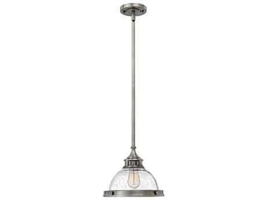 Hinkley Amelia 11" 1-Light Polished Antique Nickel Glass Bell Dome Mini Pendant HY3123PL