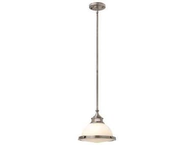 Hinkley Amelia 11" 1-Light Polished Antique Nickel Glass Bell Dome Mini Pendant HY3127PL