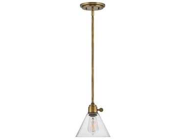 Hinkley Arti 7" 1-Light Heritage Brass With Clear Glass Mini Pendant HY3697HBCL