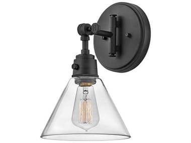 Hinkley Arti 12" Tall 1-Light Black With Clear Glass Wall Sconce HY3691BKCL