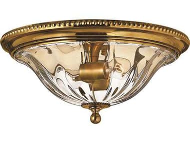 Hinkley Cambridge 16" 2-Light Burnished Brass Glass Bell Flush Mount HY3616BB