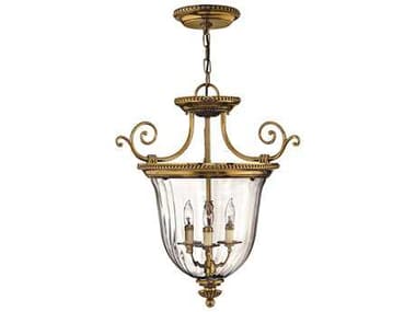 Hinkley Cambridge 21" Wide 3-Light Burnished Brass Glass Bell Candelabra Chandelier HY3613BB