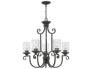 Hinkley Casa 25" Wide 5-Light Olde Black With Clear Seedy Glass Cylinder Chandelier HY4015OLCL