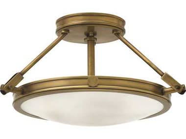 Hinkley Collier 16" 3-Light Heritage Brass Glass Bowl Semi Flush Mount HY3381HB
