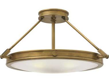 Hinkley Collier 22" 4-Light Heritage Brass Glass Bowl Semi Flush Mount HY3382HB