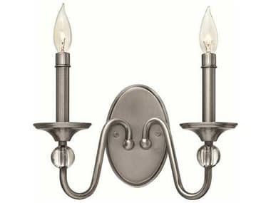 Hinkley Eleanor 9" Tall 2-Light Polished Antique Nickel Wall Sconce HY4952PL