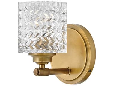 Hinkley Elle 7" Tall 1-Light Heritage Brass Glass Wall Sconce HY5040HB