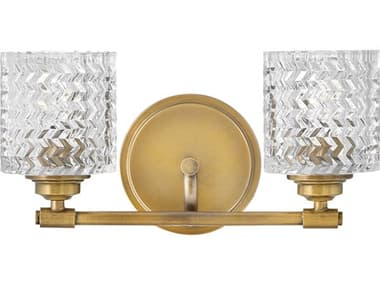 Hinkley Elle 14" Wide 2-Light Heritage Brass Glass Vanity Light HY5042HB