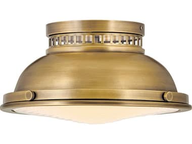 Hinkley Emery 12" 2-Light Heritage Brass Glass Dome Flush Mount HY4081HB