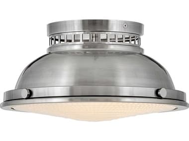 Hinkley Emery 12" 2-Light Polished Antique Nickel Glass Dome Flush Mount HY4081PL