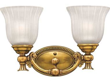 Hinkley Francoise 15" Wide 2-Light Burnished Brass Glass Vanity Light HY5582BB