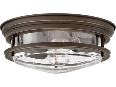 Hinkley Hadley 12" 2-Light Oil Rubbed Bronze With Clear Glass Drum Flush Mount HY3302OZCL