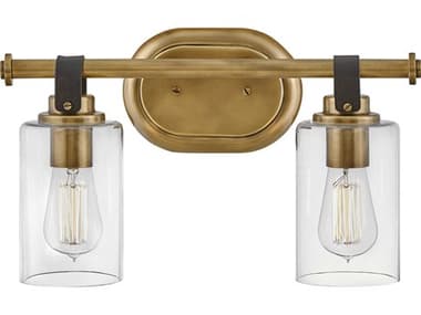 Hinkley Halstead 16" Wide 2-Light Heritage Brass Glass Vanity Light HY52882HB