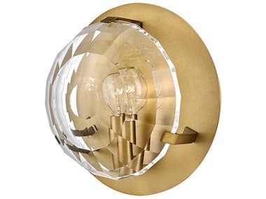 Hinkley Leo 8" Tall 1-Light Heritage Brass Crystal Wall Sconce HY35690HB