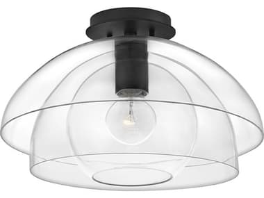 Hinkley Lotus 16" 1-Light Black Glass Bowl Dome Semi Flush Mount HY39061BLK