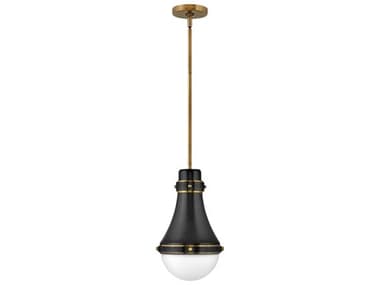Hinkley Oliver 9" 1-Light Black Brass Glass Bell Globe Mini Pendant HY39057BK