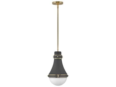 Hinkley Oliver 9" 1-Light Dark Matte Grey Brass Glass Bell Dome Mini Pendant HY39057DMG