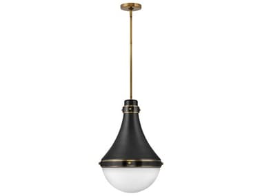 Hinkley Oliver 14" 1-Light Black Brass Glass Bell Globe Pendant HY39054BK