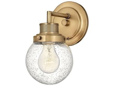 Hinkley Poppy 9" Tall 1-Light Heritage Brass Glass Wall Sconce HY5930HB