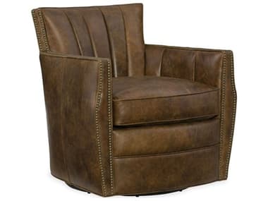Hooker Furniture Carson Swivel 30" Brown Leather Club Chair HOOCC492SW085