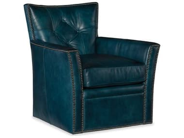 Hooker Furniture Conner Swivel 31" Blue Leather Club Chair HOOCC503SW039