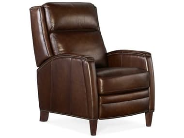 Hooker Furniture Declan Manual Push Back 28" Brindisi San Marco Dark Wood Brown Leather Upholstered Recliner HOORC251PB087