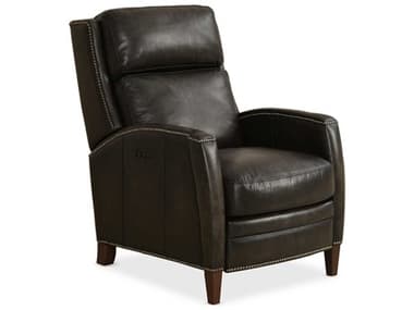 Hooker Furniture Declan Manual Push Back 28" Brindisi Trinita Dark Wood Brown Leather Upholstered Recliner HOORC251PB089