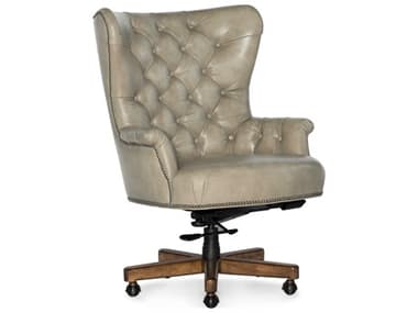 Hooker Furniture Issey Tuffed Beige Leather Adjustable Swivel Tilt Executive Desk Chair HOOEC510087