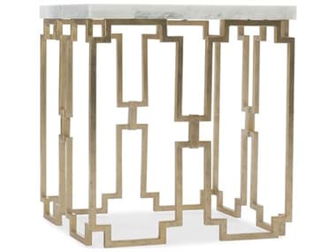 Hooker Furniture Evermore 22" Square Kala White Marble Gold End Table HOO16878011300