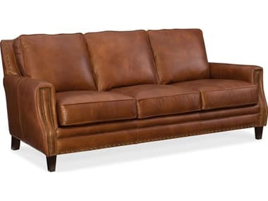 Hooker Furniture Exton 83" Natchez Brown Leather Upholstered Sofa HOOSS38703087