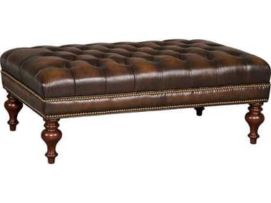 Hooker Furniture Sarzana Fortess Tufted Cocktail 48" Dark Wood Brown Leather Upholstered Ottoman HOOCO385085