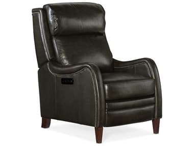 Hooker Furniture Stark Power 26" Brindisi Trinita Dark Wood Black Leather Upholstered Recliner with Headrest HOORC234PH089