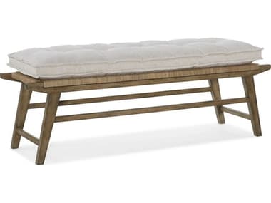 Hooker Furniture Sundance 64" Zuri Cream Cliffside Brown Fabric Upholstered Accent Bench HOO60159001989