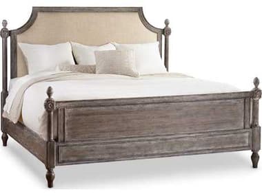 Hooker Furniture True Vintage An Elegantly Aged Brown Hardwood Upholstered King Poster Bed HOO570190666