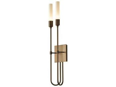 Hubbardton Forge Lisse 22" Tall 2-Light Dark Smoke Copper Glass Wall Sconce HBF203053