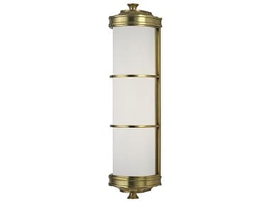 Hudson Valley Albany 19" Tall 2-Light Aged Brass White Glass Wall Sconce HV3832AGB