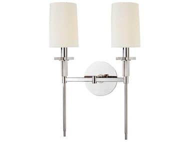 Hudson Valley Amherst 18" Tall 2-Light Polished Nickel Off White Crystal Wall Sconce HV8512PN