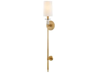 Hudson Valley Amherst 36" Tall 1-Light Aged Brass White Glass Wall Sconce HV8536AGB