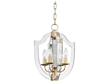 Hudson Valley Arietta 12" Wide 4-Light Aged Brass Clear Glass Candelabra Chandelier HV6512AGB