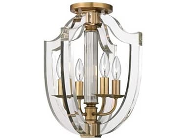 Hudson Valley Arietta 12" 4-Light Aged Brass Clear Glass Semi Flush Mount HV6500AGB