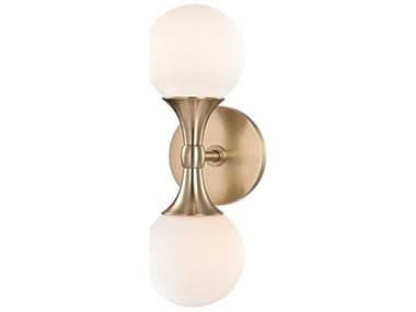 Hudson Valley Astoria 13" Tall 2-Light Aged Brass Off White Glass LED Wall Sconce HV3302AGB
