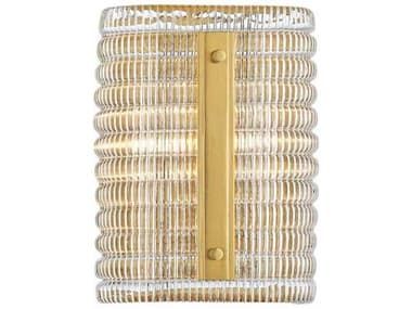Hudson Valley Athens 9" Tall 2-Light Aged Brass Glass Wall Sconce HV2852AGB