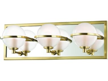 Hudson Valley Axiom 18" Wide 3-Light Aged Brass Clear Glass LED Vanity Light HV6443AGB