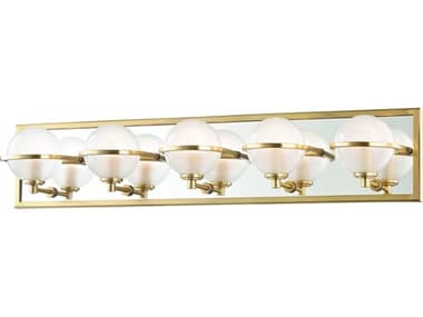Hudson Valley Axiom 24" Wide 5-Light Aged Brass Clear Glass LED Vanity Light HV6445AGB