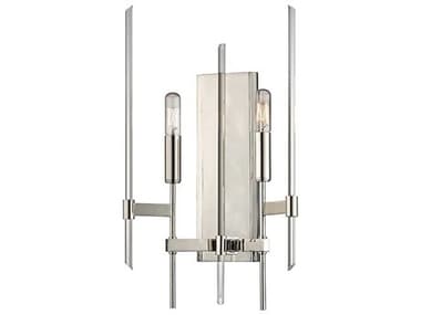 Hudson Valley Bari 18" Tall 2-Light Polished Nickel Clear Glass Wall Sconce HV9902PN