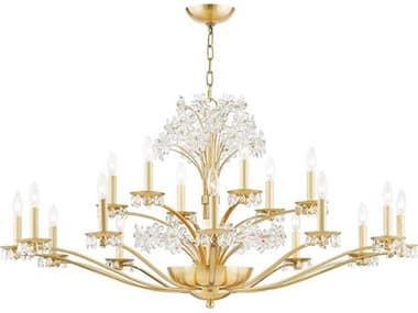 Hudson Valley Beaumont 51" Wide 20-Light Aged Brass Crystal Glass Candelabra Tiered Chandelier HV4452AGB