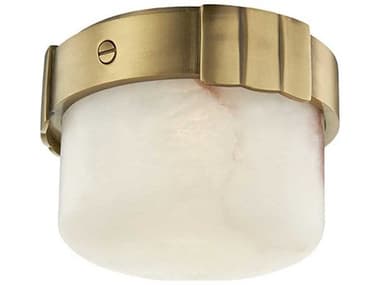 Hudson Valley Beckett 6" 1-Light Aged Brass White Glass LED Drum Round Flush Mount HV1410AGB