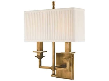 Hudson Valley Berwick 15" Tall 2-Light Aged Brass Off White Wall Sconce HV242AGB